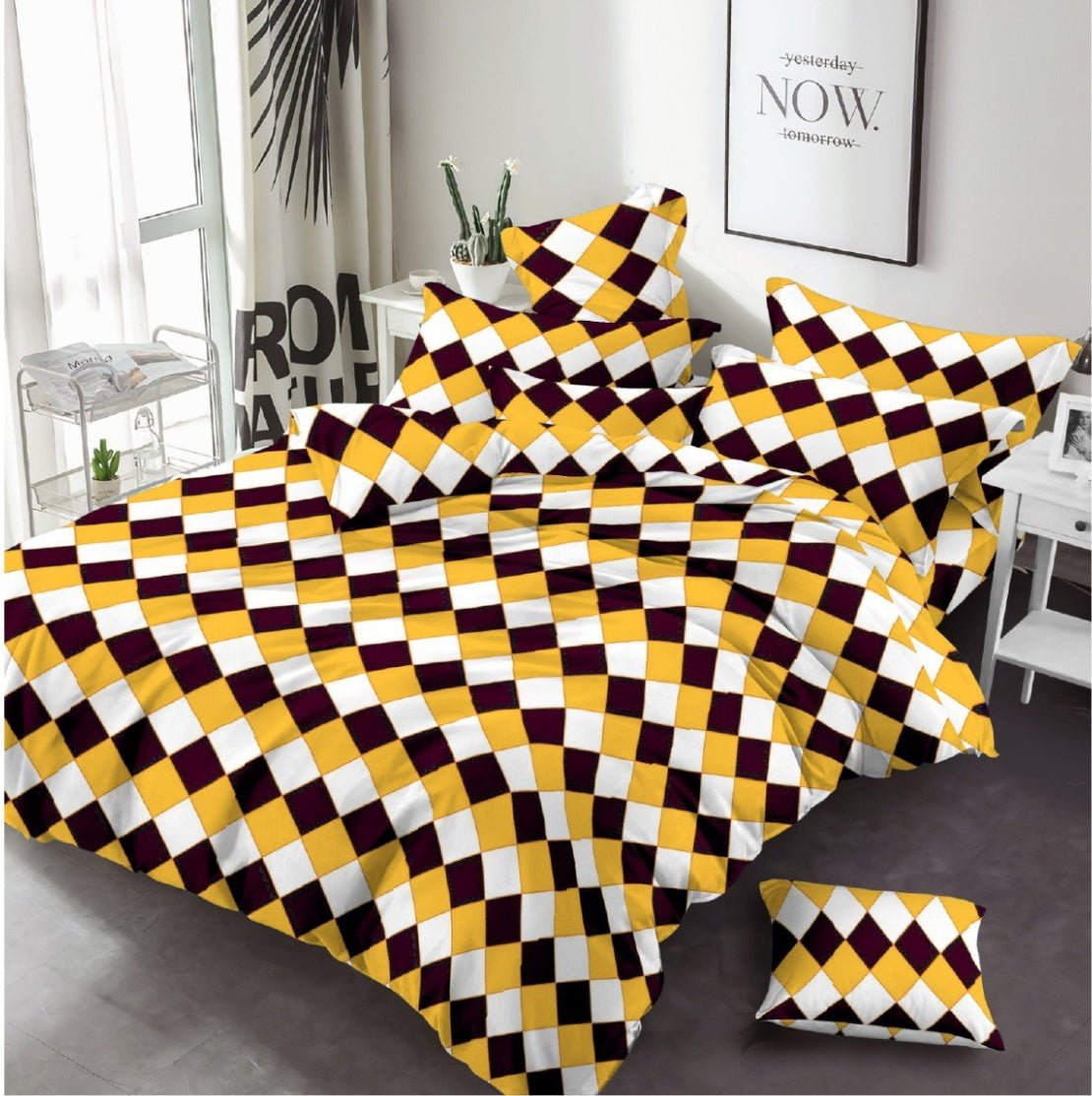 Yellow & White Printed - Bed Sheet