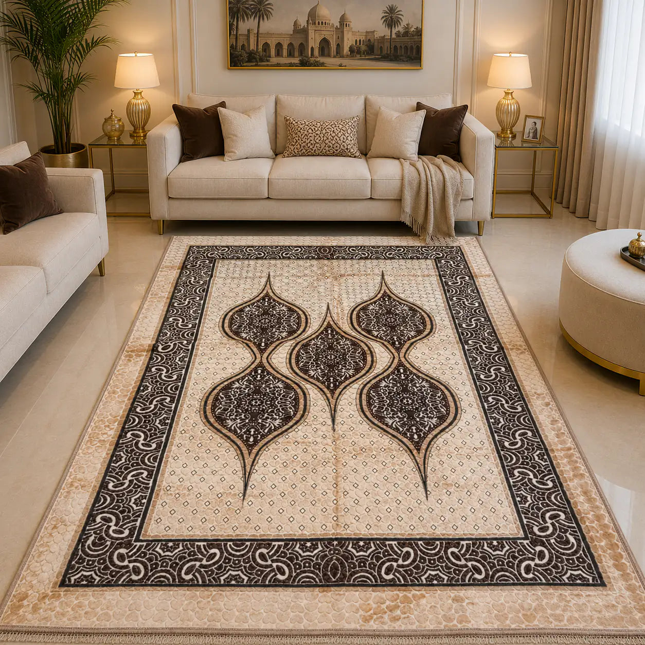 Beige Ottoman Pattern Carpet