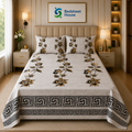 Beige Floral Border Bedsheet