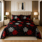 Black Red Floral Bedsheet