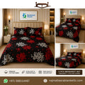 Black Red Floral Bedsheet