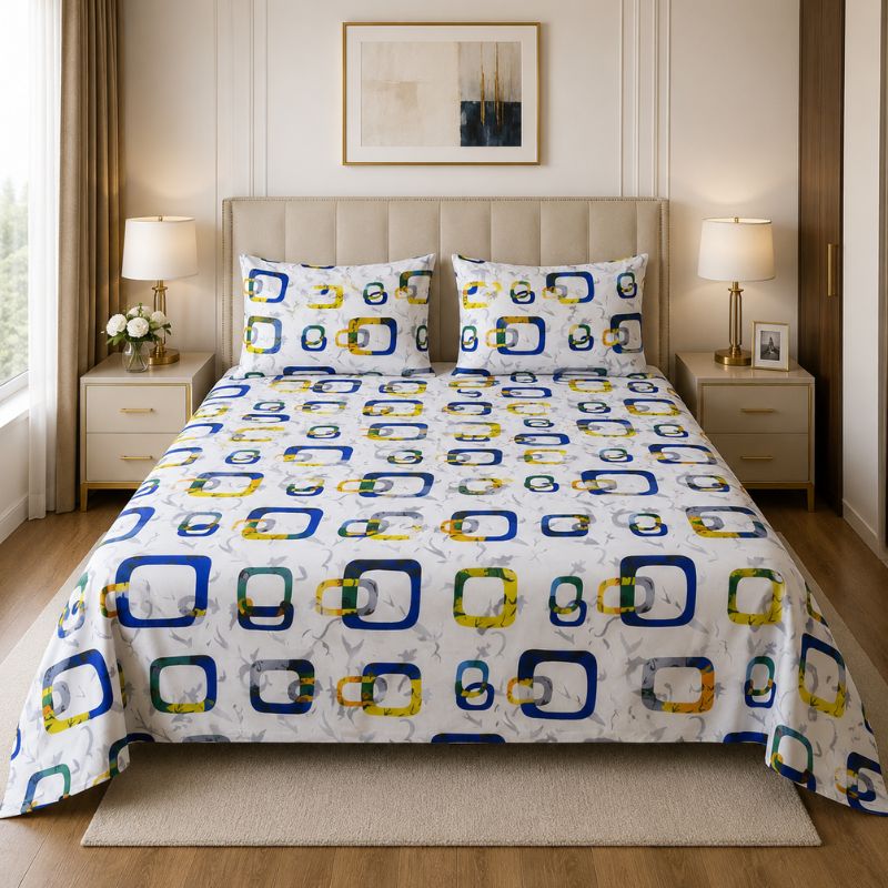 Multicolor Geometric Bedsheet Set
