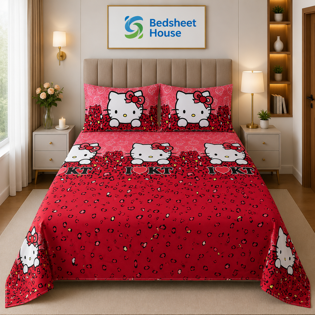 Hello Kitty Red Bedsheet