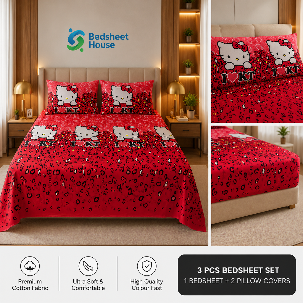 Hello Kitty Red Bedsheet