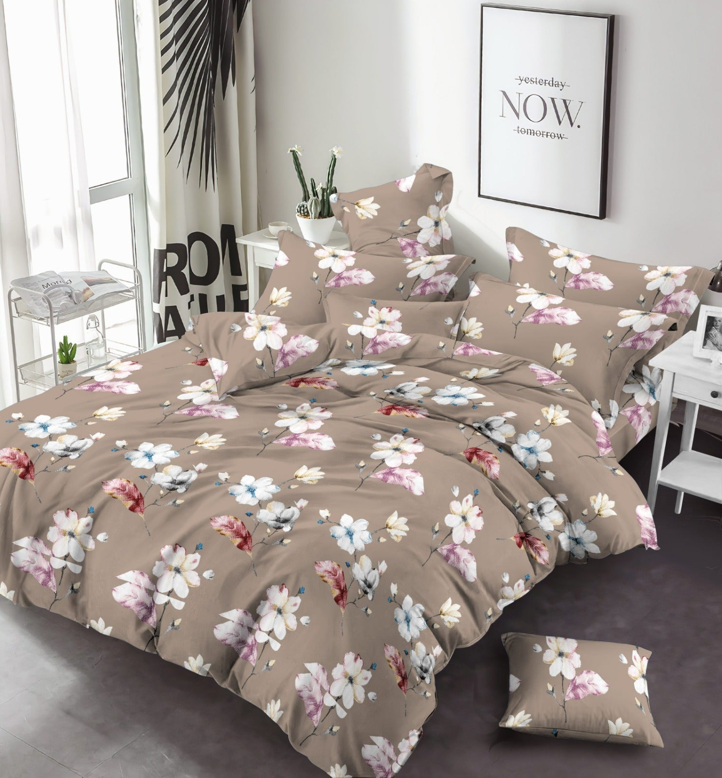 Love Home Flower Print - Bed Sheet