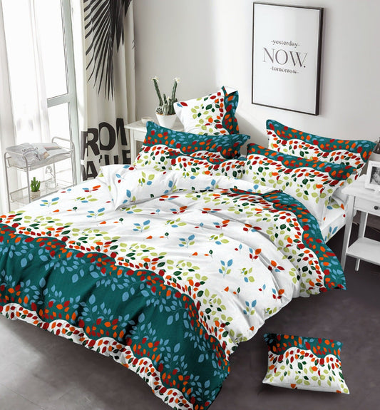 3 Pcs Leaf Style Cotton Bed Sheets