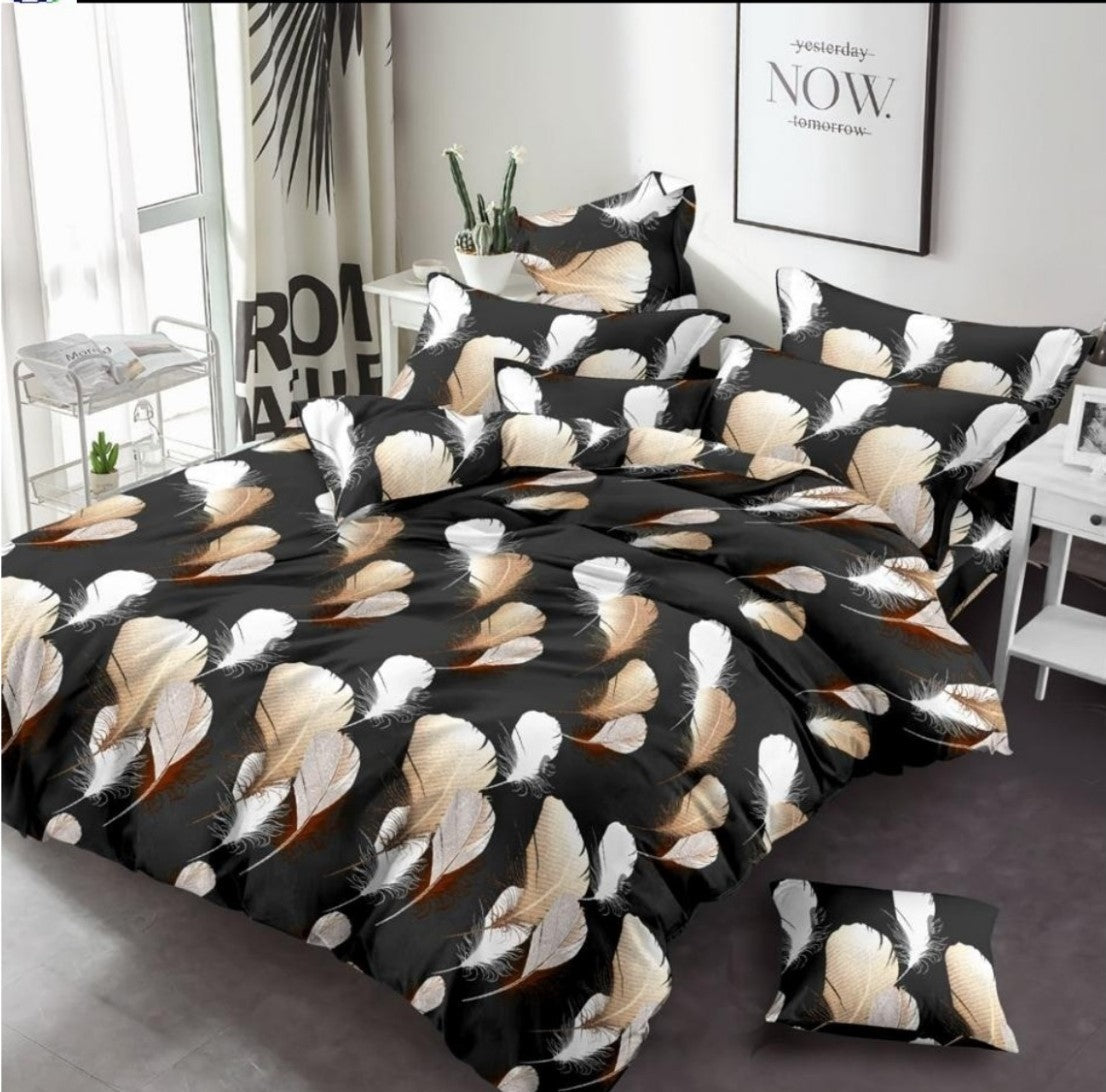 Leaf Printed on Black Bed Sheet