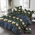 Dark Green with White Flowers - Bed Sheets