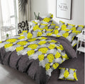 Yellow Design Printed 3 Pcs Cotton - Bed Sheet