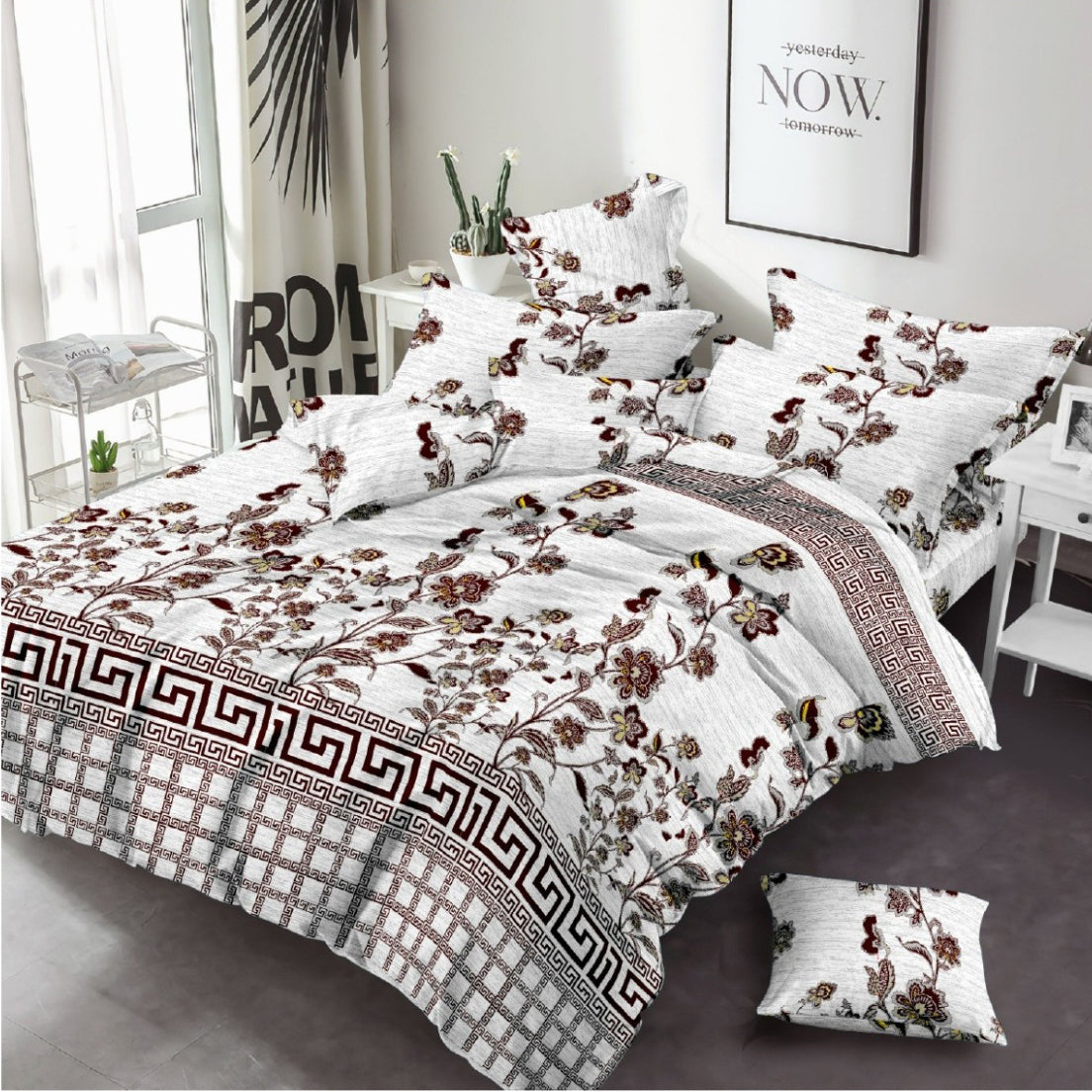 White Versace Design Bed Sheet Set