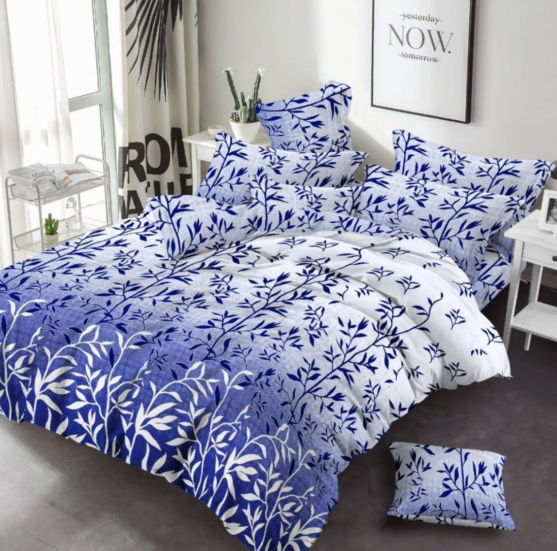 3 Piece Blue White Printed - Premium Bedding
