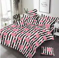 Pink Heart on Black Lining Cotton Bed Sheet