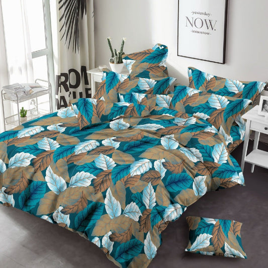 Multi Color Leaf Print 3 Piece - Bed Sheet