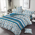 Blue with Lining Printed 3 Pcs - Bed Sheet