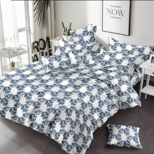 Blue Flower Vase Printed - Bed Sheets