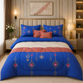 Luxury 6 PCS Royal Blue Embroidered Comforter Set