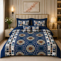 Royal Blue Printed 6 PCS Comforter Set