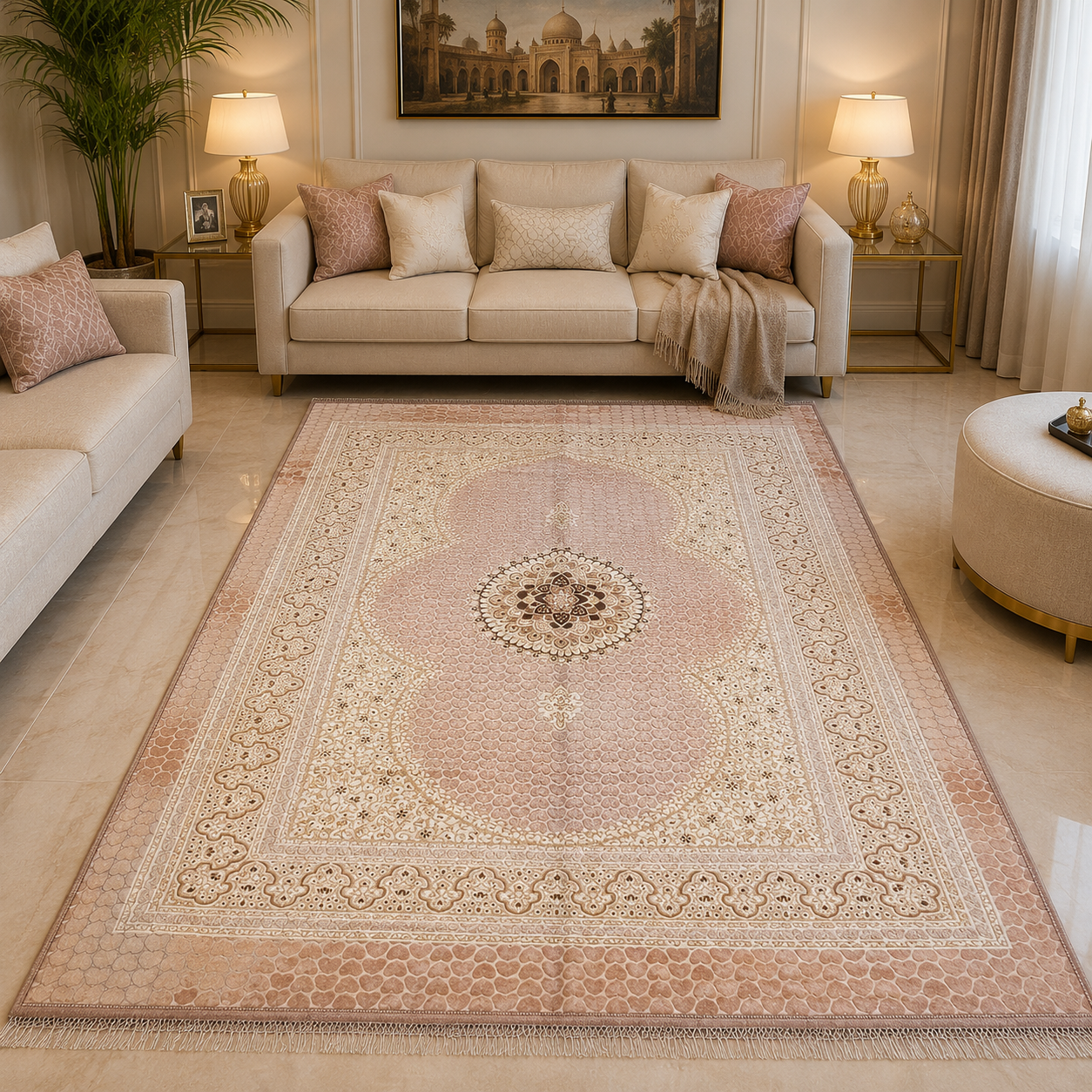 Luxury Beige Classic Prayer Style Carpet 2x3