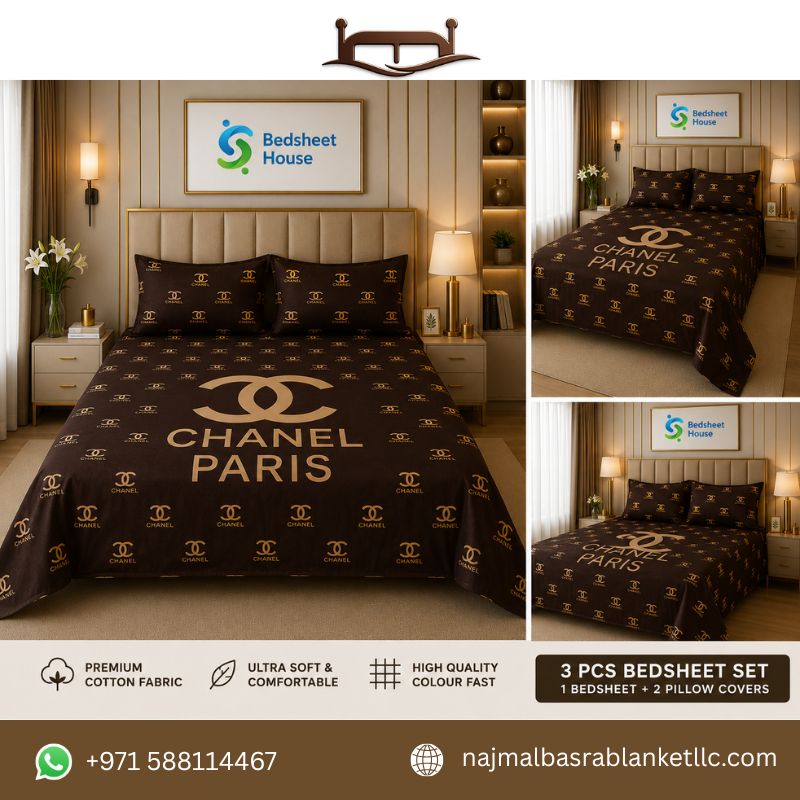 Chanel Paris 3 Pcs Bed Sheet