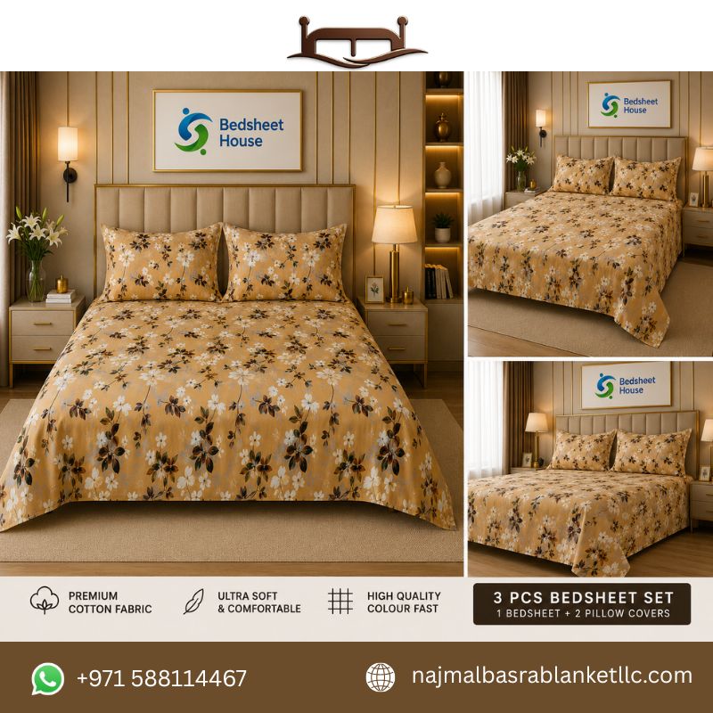 Mustard Gold Floral Bedsheet