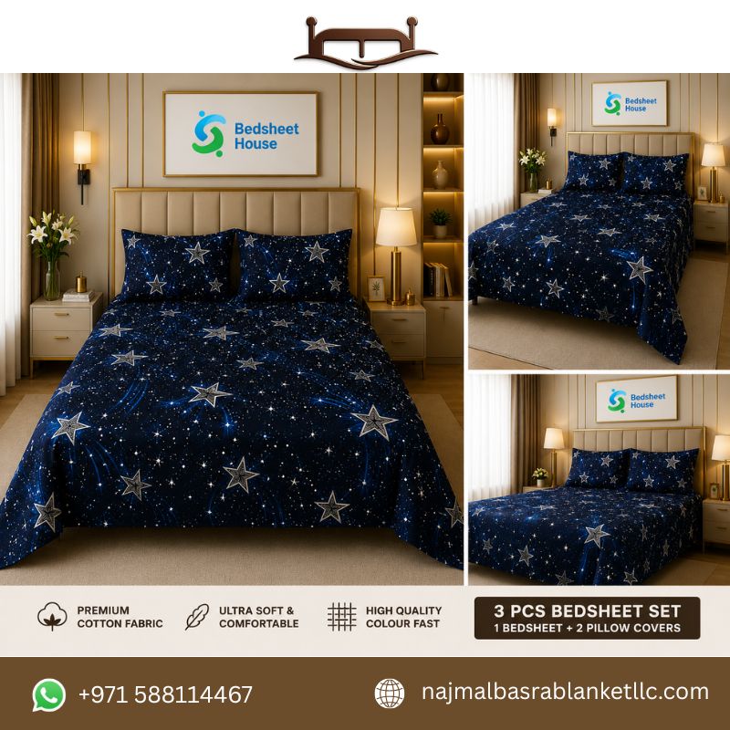 Navy Star Print Bedsheet