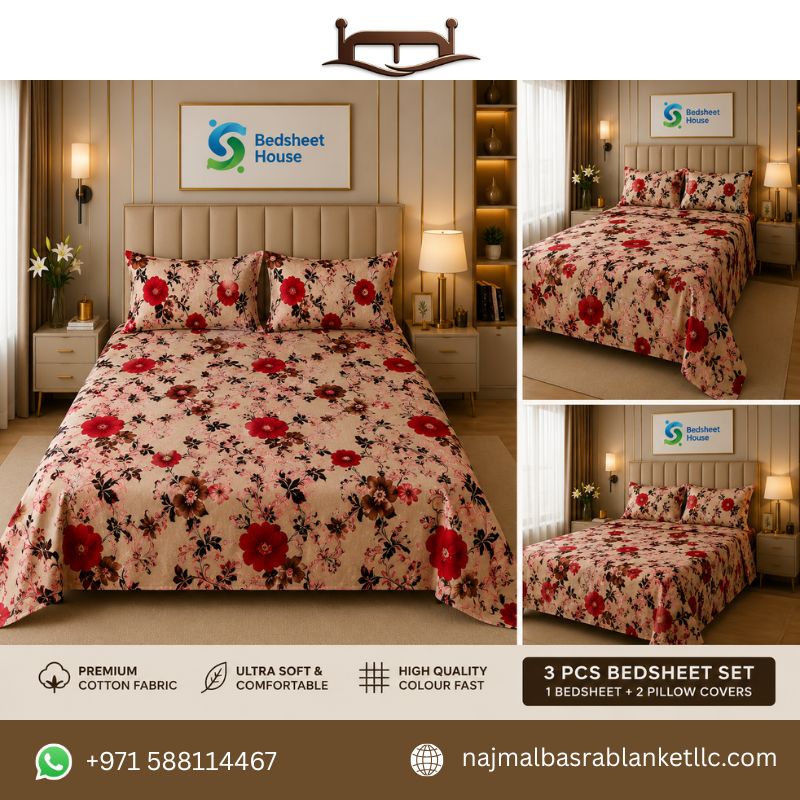 Red Floral Premium Bedsheet
