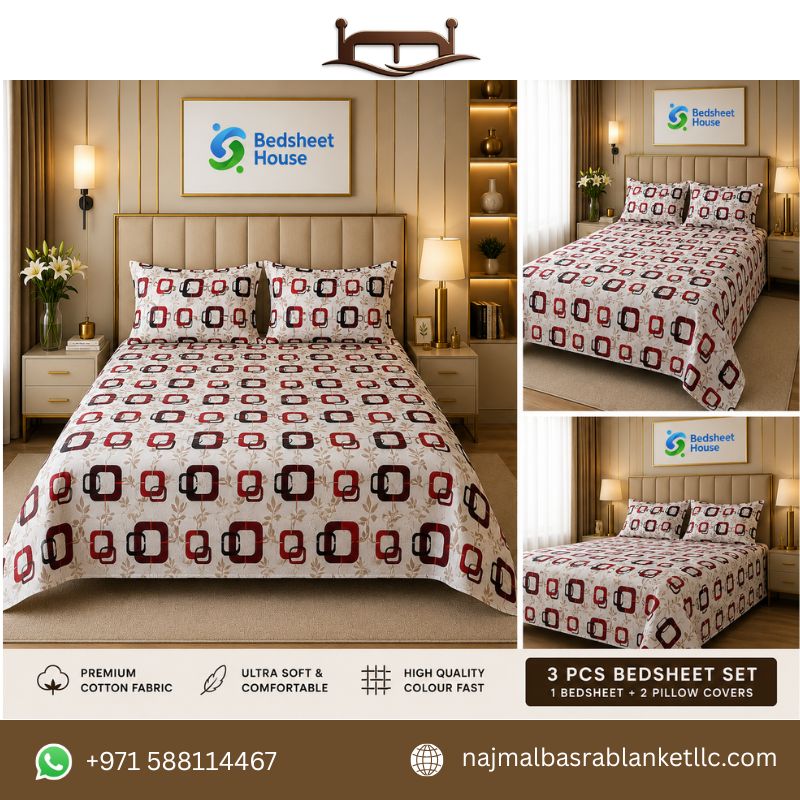 Red Geometric Print Bedsheet