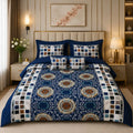 Royal Blue Printed 6 PCS Comforter Set