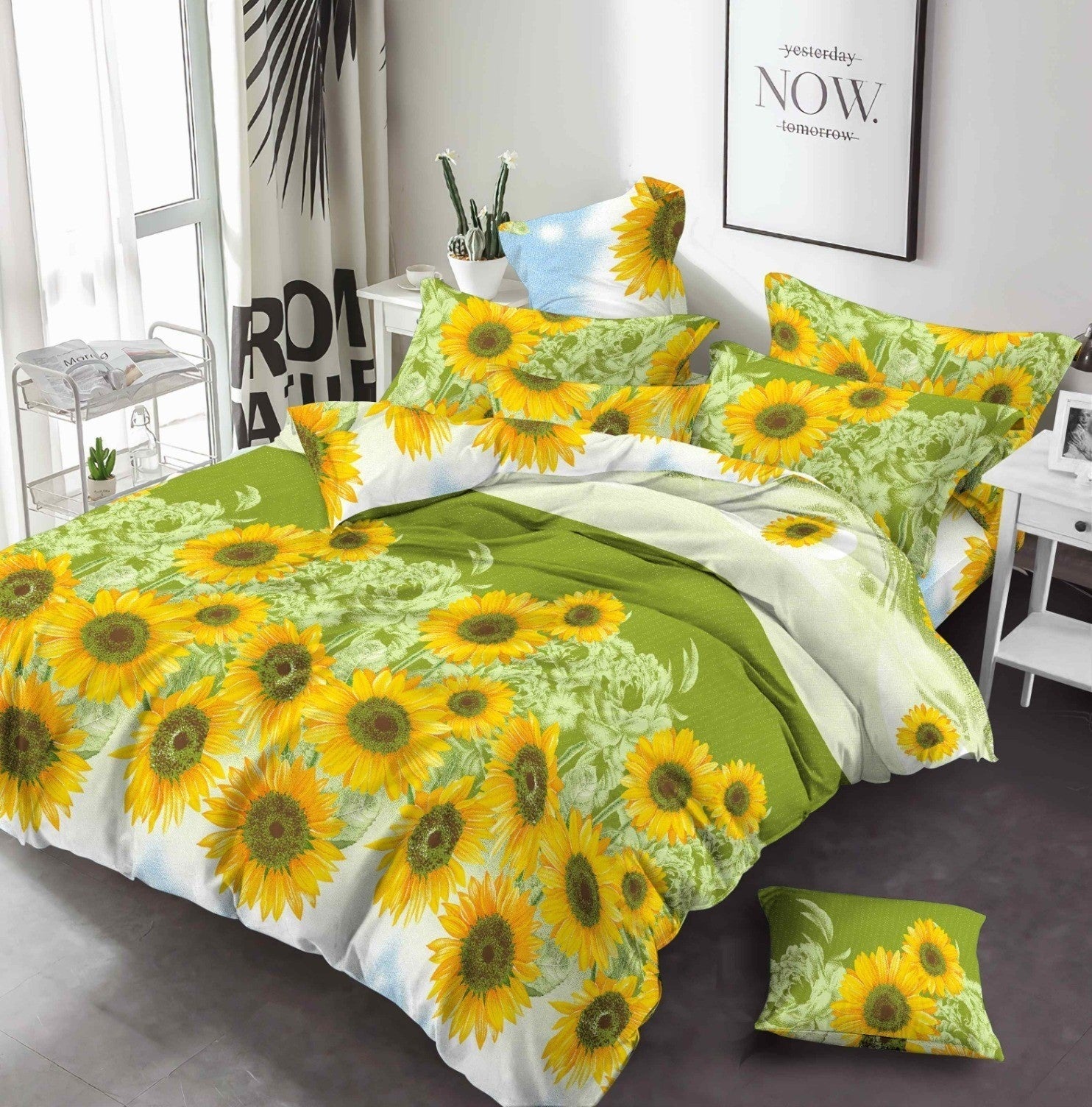 Digital Sunflower Printed Bed Sheet