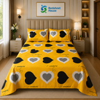 Yellow Heart Print Bedsheet
