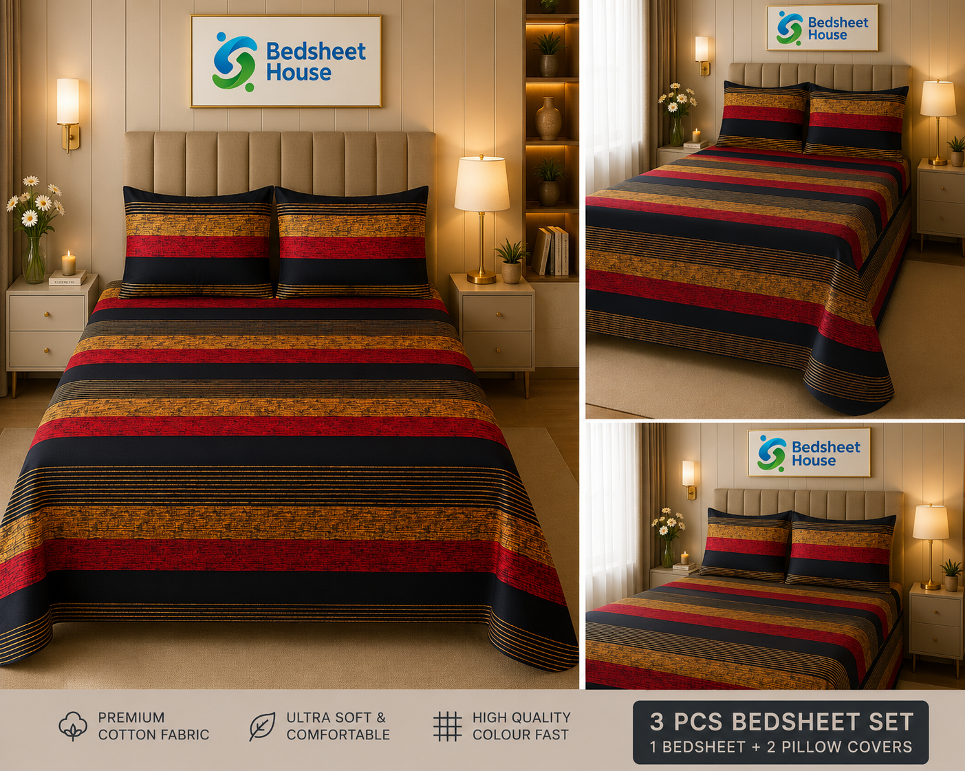 Bold Stripe Multicolor Bedsheet