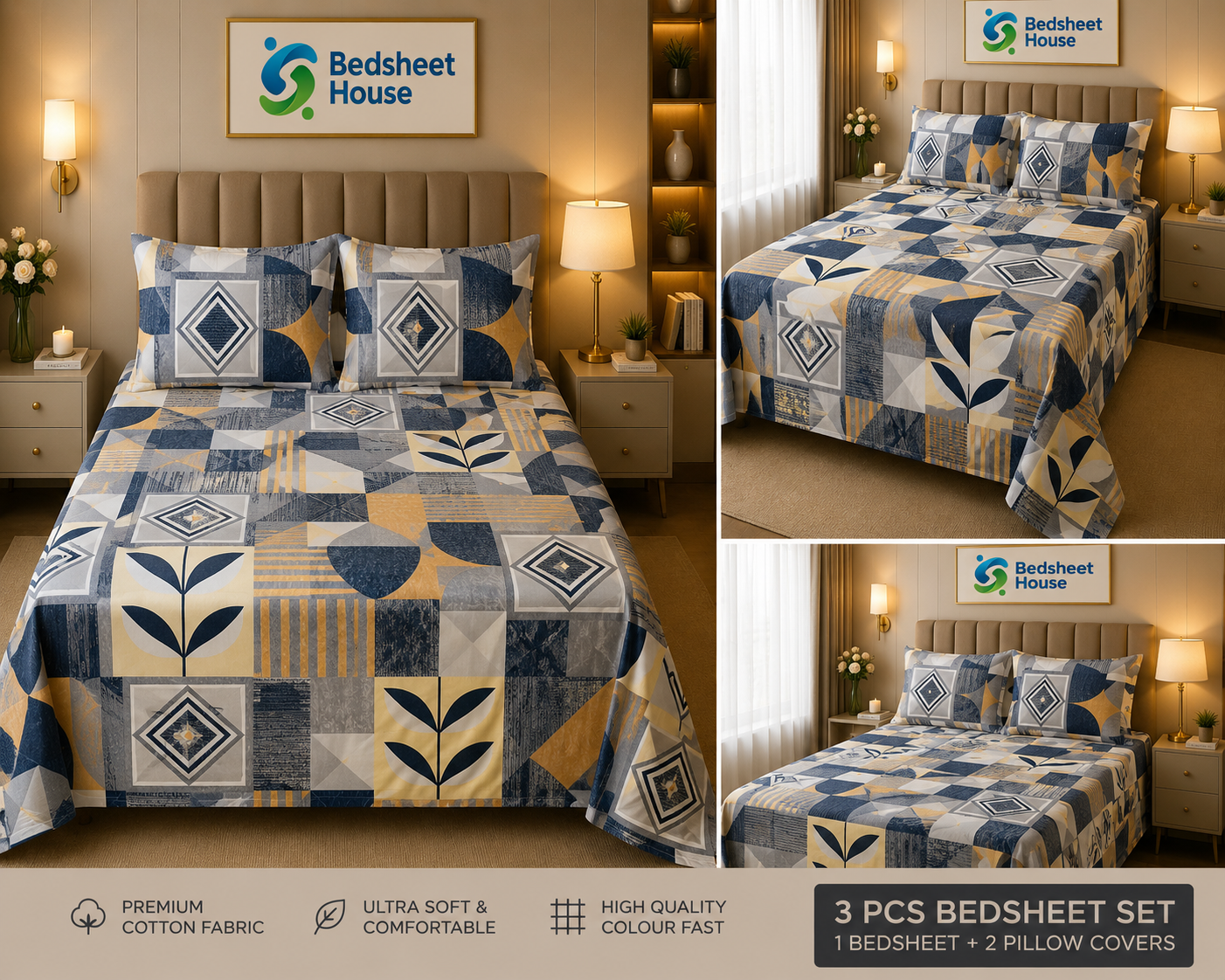 Geometric Modern Block Bedsheet