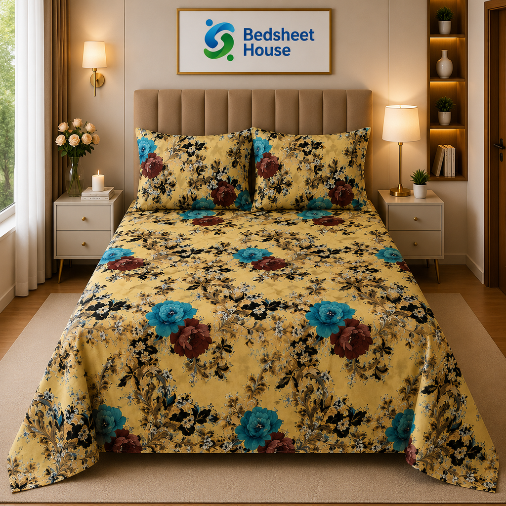 Golden Floral Vintage Bedsheet