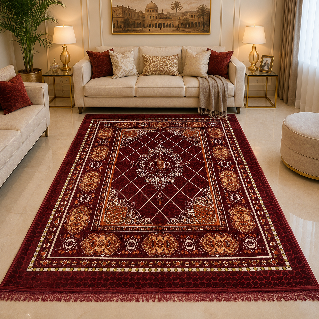 Elegant Maroon Traditional Carpet 2x3 M