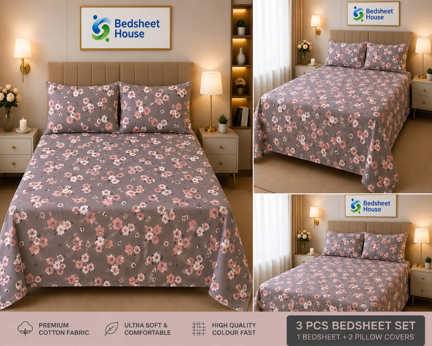 Mauve Cherry Blossom Bedsheet