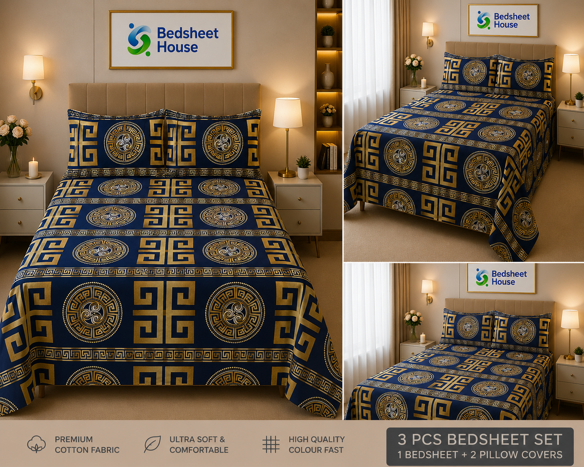 Navy Gold Medallion Bedsheet